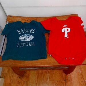 Adidas Kids Red Phillies Bodysuit Set And NFL Eagles Tshirt